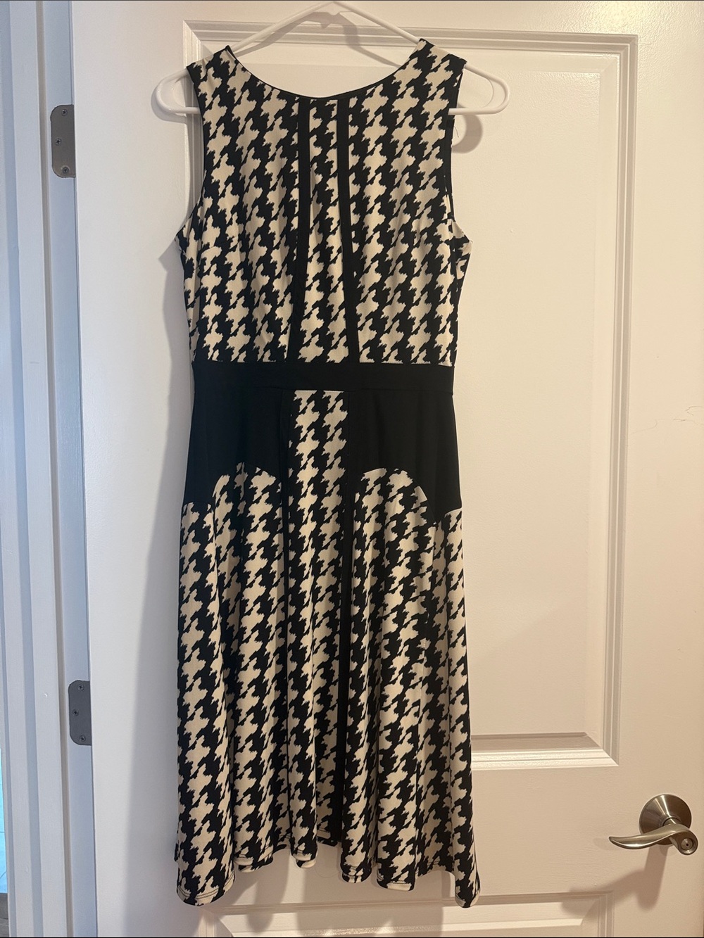 Taylor Black and White Houndstooth Midi Dress
